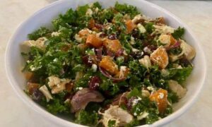 Sweet potato, kale and chicken salad